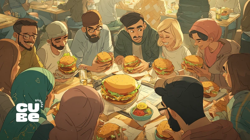 چالش‌های برگرخوری در یک رستوران، گروهی از جوانان ایرانی در حال رقابت برگرخوری سالم و مسئولانه