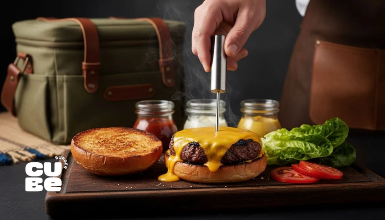 برگر برای پیک‌نیک و سفر با بسته‌بندی اصولی، نان تست‌شده و کنترل دما برای حفظ بافت و ایمنی غذایی در فضای باز