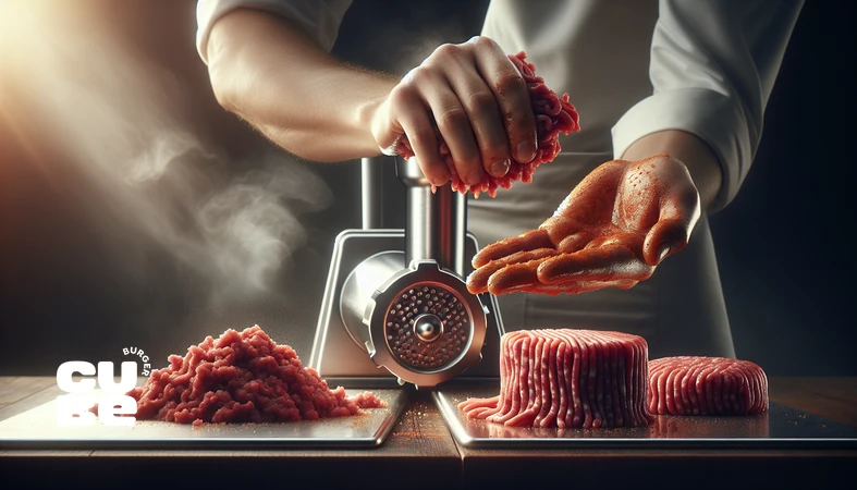 مقایسه بافت گوشت چرخ‌کرده برای پتی؛ نمونه درست و نمونه خمیری ناشی از گرم شدن گوشت و خطای چرخ گوشت