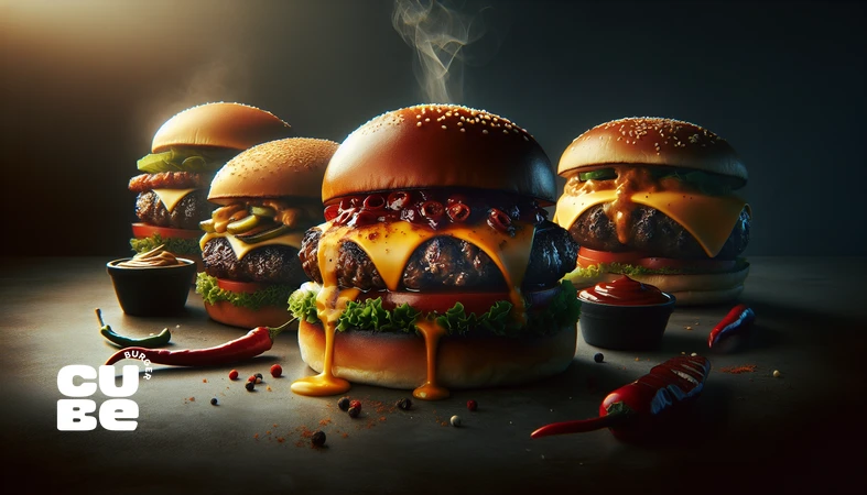 نمونه‌های مختلف سبک برگری با بافت و لایه‌بندی متنوع برای کشف شخصیت غذایی و انتخاب طعم برگر مناسب