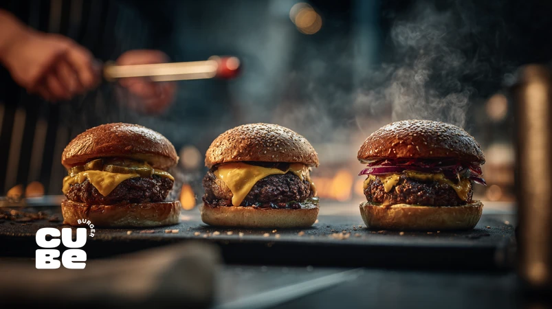 تصویر شاخص مسیر تکامل ۱۵ ساله کیوب برگر؛ از برگر دست‌ساز ساده تا برگر استاندارد و مهندسی‌شده با هویت طعمی متمایز