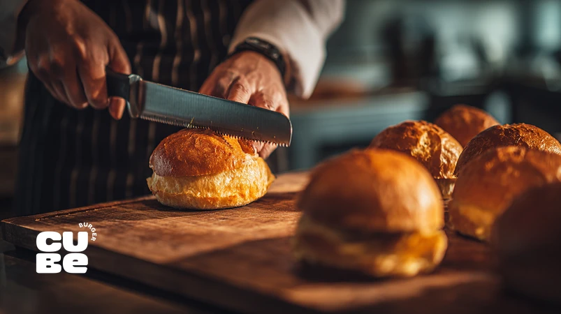 آمادهسازی نان برگر؛ استانداردهای کیوب برای بافت نرم، رطوبت کنترلشده و برش دقیق