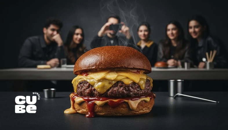 تصویر شاخص درباره نسل Z و انتخاب غذا با تمرکز بر برگر گورمه و نقش تجربه و شبکه‌های اجتماعی در تصمیم‌گیری غذایی