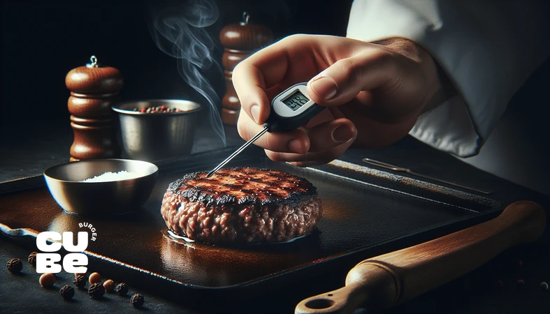 تحلیل علمی پخت پتی برگر با تمرکز بر واکنش مایارد، بافت و آبداری روی تابه چدنی در کیوب برگر