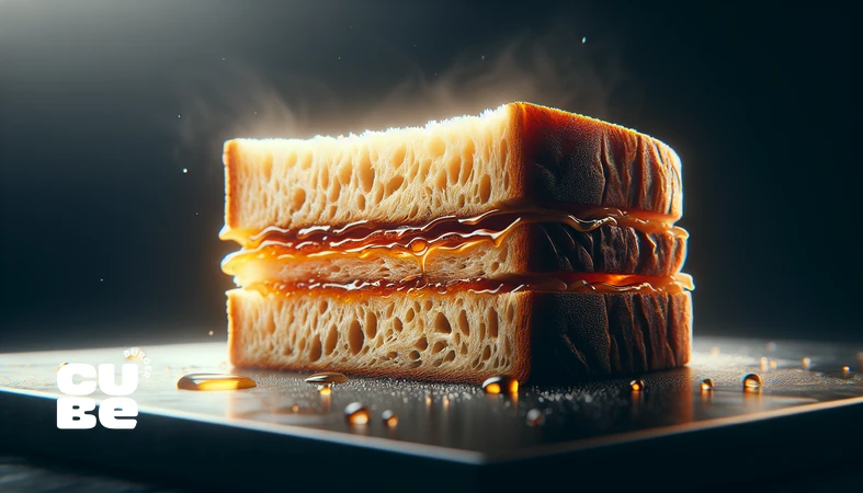 کلوزآپ بافت نان ساندویچ و اثر رطوبت و سس روی خمیر شدن نان؛ تصویر مرتبط با مهندسی لقمه و انتخاب نان مناسب