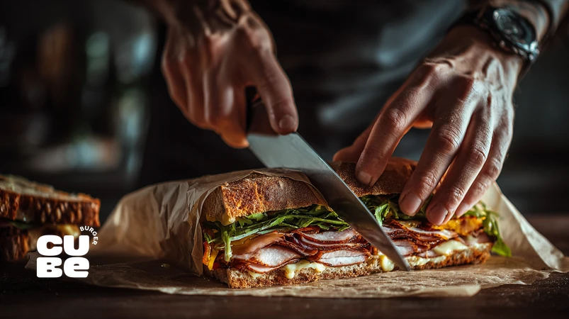 تکنیکهای پیچیدن و برش ساندویچ؛ حفظ فرم، جلوگیری از ریزش و زیبایی سرو